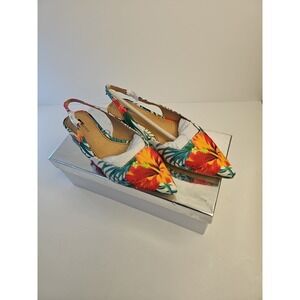 Matiko Shoes Womens Size 37 Hawaiian Floral Slingback Pointed Toe Flats
